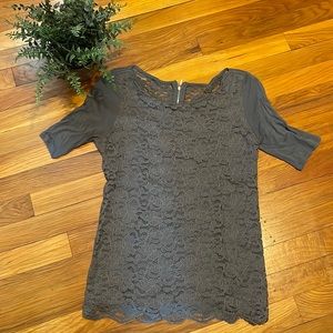 New York and Company grey lace top size small